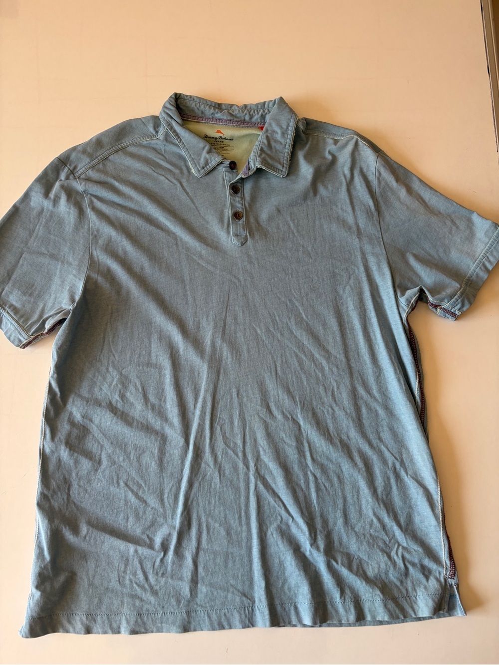 Tommy Bahama Jeans light blue casual polo shirt Island Modern Fit men’s XL